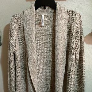 light tan long sleeve cardigan, large